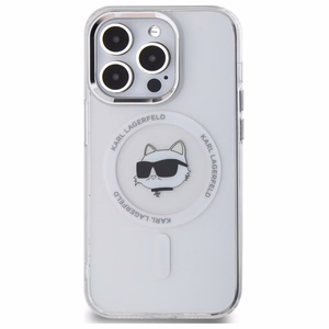 Karl Lagerfeld IML Metal Choupette Head MagSafe iPhone 14 Pro Ümbris - valge