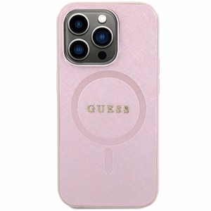 Guess Saffiano MagSafe ümbris jaoks iPhone 15 Pro - roosa