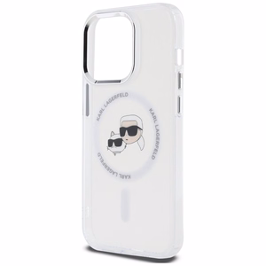 Karl Lagerfeld IML Metal Karl & Choupette Head MagSafe iPhone 14 Pro Ümbris - valge