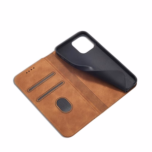 Magnet Fancy Case чехол для iPhone 13 Pro Max чехол-кошелёк с держателем для карт коричневый