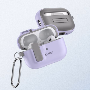 Tech-Protect Slim Hook Ümbris with Carabiner jaoks Apple AirPods Pro 1 / 2 - lilla