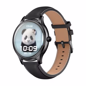 COLMI L28 smart watch (black silicone + black leather strap)