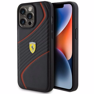 Ferrari Twist Metal Logo ümbris iPhone 15 Pro Max must