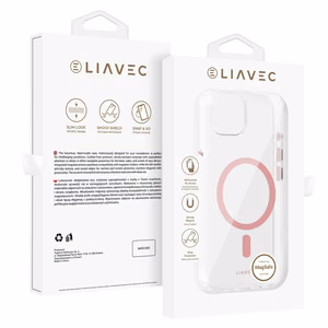 Liavec Glossy Magsafe Clear Ümbris do Iphone 13/14 różowy