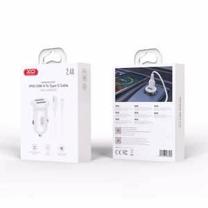 XO autolaadija CC67 12W 2x USB, must + USB - USB-C-kaabel