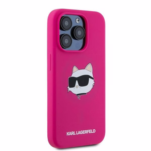 Силиконовый чехол Karl Lagerfeld Choupette Head MagSafe для iPhone 15 Pro Max - розовый