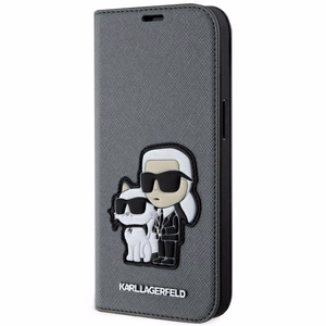 Karl Lagerfeld KLBKP14SSANKCPG iPhone 14 6.1" bookcase hõbedane/hõbedane Saffiano Karl & Choupette