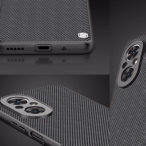 Nillkin Textured Case vastupidav tugevdatud ümbris geelraamiga ja nailonist tagaküljega Honor 50 SE jaoks must