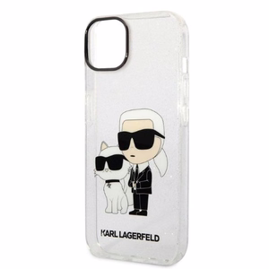 Karl Lagerfeld Glitter Karl&Choupette ümbris jaoks iPhone 14 Plus - läbipaistev