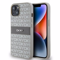 DKNY Leather Mono Stripe & Metal Logo ümbris jaoks iPhone 15 / 14 / 13 - beige