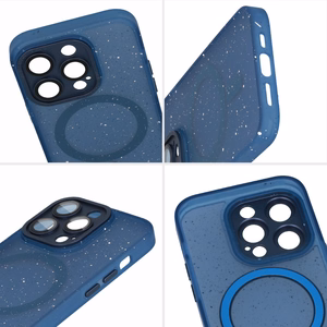 Магнитный матовый чехол Tel Protect Splash для iPhone 15 Pro Max тёмно-синий