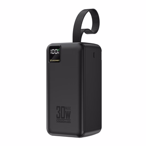 Wozinsky W8-B 50000mAh 30W akupank, 2xUSB-A, 2xUSB-C, USB micro, taskulambiga, must