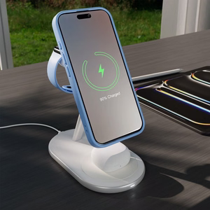 Puro Mag Station Qi2 3-in-1 Wireless Laadija Compatible koos MagSafe - valge