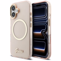 Guess IML Script Metal MagSafe Ümbris for iPhone 17 - roosa