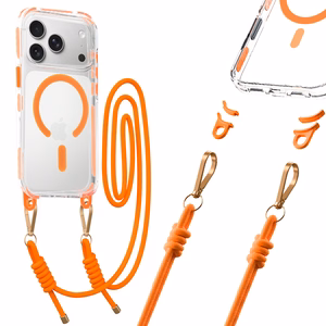 Tel Protect Strap Clear Ümbris jaoks Iphone 17 Pro oranž