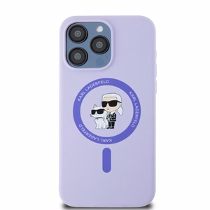 Чехол KARL LAGERFELD для iPhone 15 Pro Max совместимый с MagSafe KLHMP15XSCMKCRHU (Silicone KC Body Ring) фиолетовый