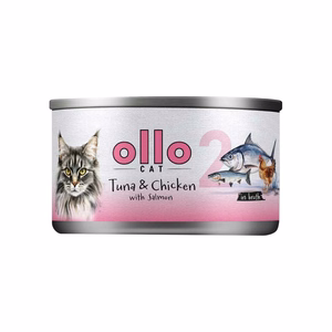 Ollo Cat No. 2 – влажный корм для кошек с тунцом, курицей и лососем в бульоне, 70 г
