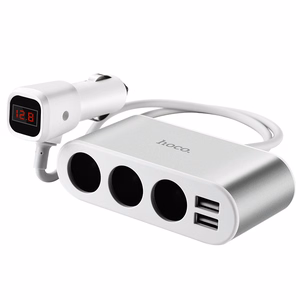 Autopistikupesa jagur Hoco Z13, 2 USB-pordi ja 3 pistikupesaga