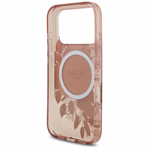 Guess IML Flowers Pearl Strap MagSafe Ümbris jaoks iPhone 17 Pro - Roosa