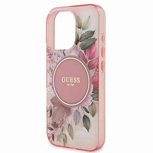 Guess IML Flower & Tonal Circle MagSafe Чехол iPhone 16 Pro Max - розовый