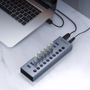 Orico BT2U3-10AB jaotur 10x USB-A 3.0 lülititega - hall