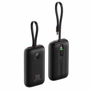 Powerbank Veger K1 (W1188) PD QC3.0 35W 10000 mAh with built-in Typ C cables / Lightning czarny