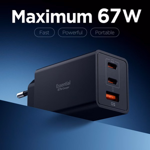Spigen Essential EE673EU 3-port laadija 2xUSB-C 1xUSB-A 67W - must