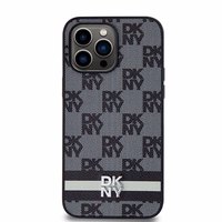 DKNY Leather Checkered Mono Pattern & Printed Stripes Ümbris jaoks iPhone 14 Pro Max - Must
