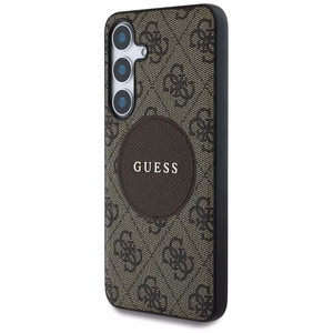 Guess 4G Round Patch Classic Logo MagSafe Ümbris jaoks Samsung Galaxy S25 Plus Brown