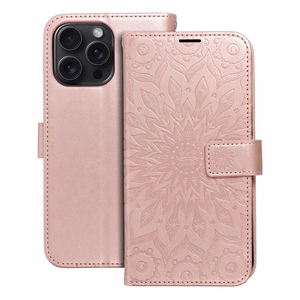 MEZZO Book чехол для iPhone 15 Pro Max мандала розовое золото