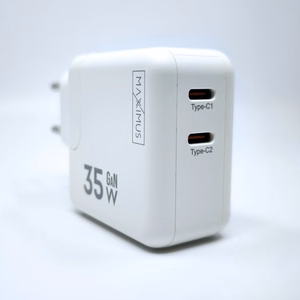 WALL CHARGER MX BURST GaN PD 35W, 2xUSB-C + C/C PD CABLE 65W WHITE