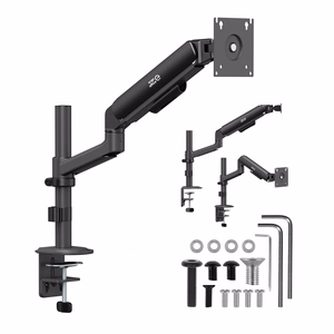 Ergo Office ER-691 B – gas-spring monitor arm for 17–32-inch screens, 1–10 kg, VESA up to 100×100, matte black