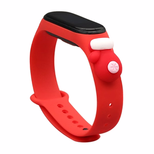Rihm Xmas Xiaomi Mi Band 3 / 4 jõuludeks Silikoonist rihmaga käevõru koos kindaga - punane