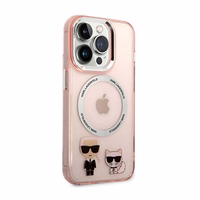 Karl Lagerfeld KLHMP14LHKCP iPhone 14 Pro 6.1" hardcase roosa/roosa Karl & Choupette Aluminum Magsafe