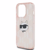 Karl Lagerfeld IML Choupette Head & Monogram ümbris jaoks iPhone 14 Pro Max - roosa