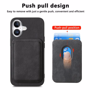 Hurtel kunstnahast ümbris eemaldatava kaardihoidiku ja MagSafe'iga mudelile iPhone 17 – must