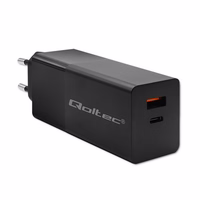 Qoltec 52382 GaN POWER PRO charger | 1xUSB type C | 1xUSB A | 100W | 5-20V | 1.5-5A | PD | must