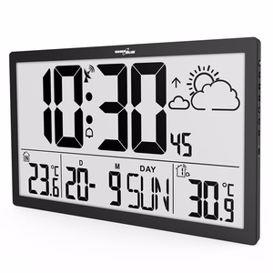 Eriti suur LCD-seinakell GreenBlue GB218 ilmajaama, temperatuuri- ja kuupäevanäiduga