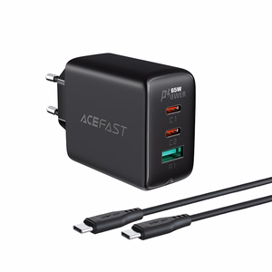Acefast 2in1 wall Laadija 2x USB-C / USB-A 65W, PD, QC 3.0, AFC, FCP (set with USB-C 1.2m kaabel) must (A13 must)