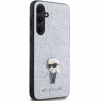 Karl Lagerfeld Fixed Glitter Ikonik Logo Metal Pin ümbris jaoks Samsung Galaxy A35 - hõbedane