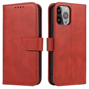 Magnet Ümbris ümbris jaoks Samsung Galaxy S23 cover with flip wallet stand punane