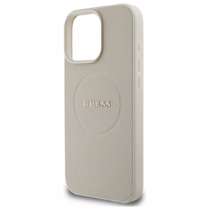 Guess Grained Kuldne Ring MagSafe Ümbris jaoks iPhone 16 Pro Max - Beige