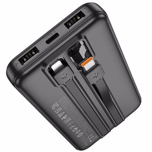 Powerbank Hoco 10000 mAh 2A with built-in cables USB C + Lightning J118 must