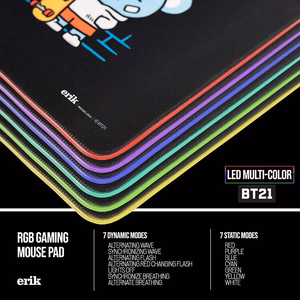 BT21 XXL mängulauamatt LED-valgustusega, 90 × 40 cm