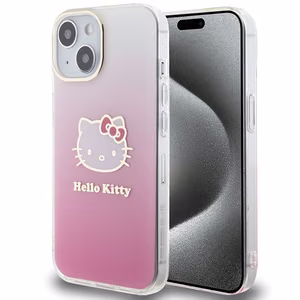Hello Kitty IML Gradient Electrop Kitty Head ümbris jaoks iPhone 15 - roosa