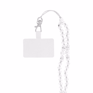 CRYSTAL DIAMOND Phone lanyard, Phone pendant / cord length 74cm (37cm in the loop) / on neck - valge