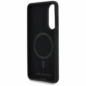 Karl Lagerfeld Silicone nauble Heads And Circle MagSafe ümbris jaoks Samsung Galaxy S25 Edge - must