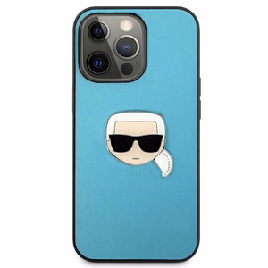 Karl Lagerfeld KLHCP13XPKMB iPhone 13 Pro Max 6,7" sinine kõva ümbris Leather Ikonik Karl`s Head Metal