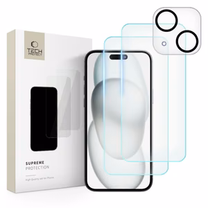 Tech-Protect Supreme Set jaoks iPhone 15 2x Karastatud klaas jaoks display / Karastatud klaas jaoks camera