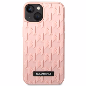 Karl Lagerfeld 3D monogrammiga ümbris iPhone 14 Plus'ile - roosa